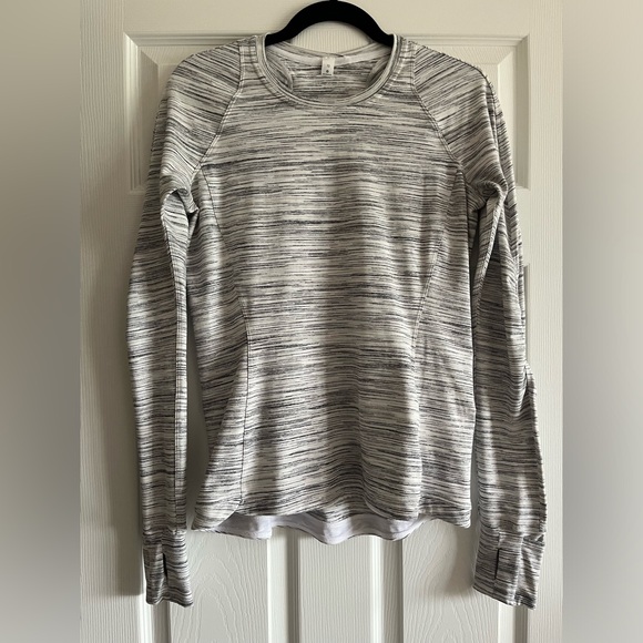 Lululemon Runderful Long Sleeve - Size 10 White/Gray - Picture 5 of 13